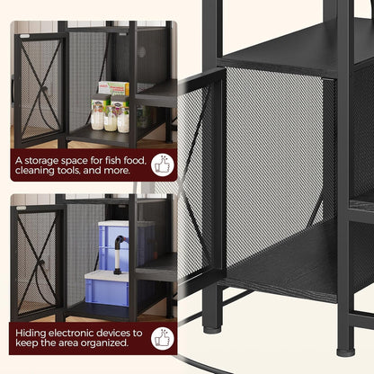 40-50 Gallon Fish Tank Stand, Aquarium Stand with Power Outlet and Storage Cabinet, Heavy Duty Tank Stand Suitable for Turtle Tank, Reptile Terrarium, for Home Office, Black FTBK50E01