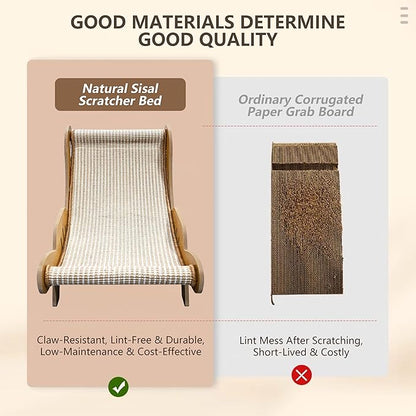Extra Large Sisal Cat Scratcher–Indoor Cat-Specific Bed & Scratching Pad Combo Lounger,Durable Scratching Mat,Non-Shedding Material