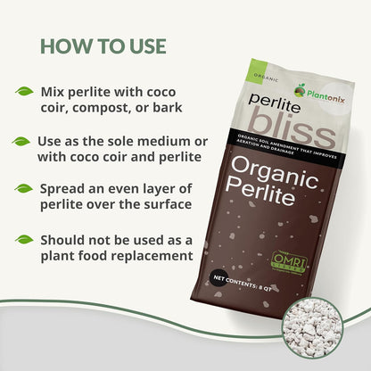 Perlite Bliss (24 Qts) - Organic Perlite for Plants - Coarse Perlite Bulk Soil Amendment - Chunky Perlite for Plants, Potting Soil, Garden Soil, & Coco Coir - Horticultural Perlite for Gardening