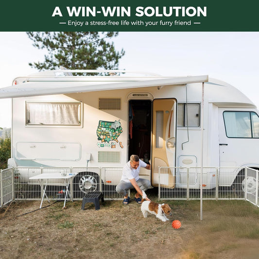 FXW Rollick Unleashed Dog Playpen for Indoor, Yard, RV Camping, 24 inch 24 Panels for Small and Puppy Dogs, White│Patented