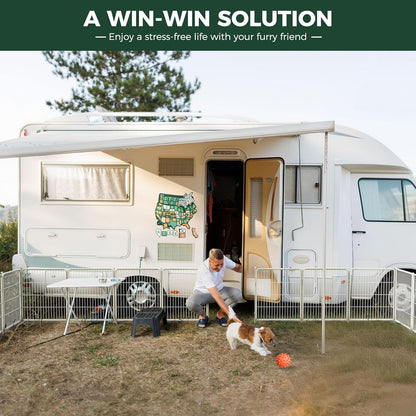 FXW Rollick Unleashed Dog Playpen for Indoor, Yard, RV Camping, 32 inch 16 Panels for Medium and Large Dogs, White│Patented