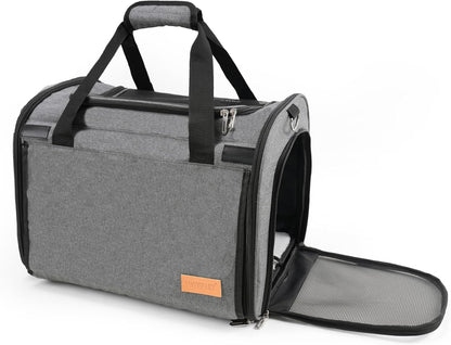 TWDEPART Cat Carrier Backpack - Multifunctional, Firm & Foldable with Roll-Up Shade, Breathable Design Includes Collapsible Bowl & Cushion (Grey)