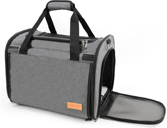 TWDEPART Cat Carrier Backpack - Multifunctional, Firm & Foldable with Roll-Up Shade, Breathable Design Includes Collapsible Bowl & Cushion (Grey)