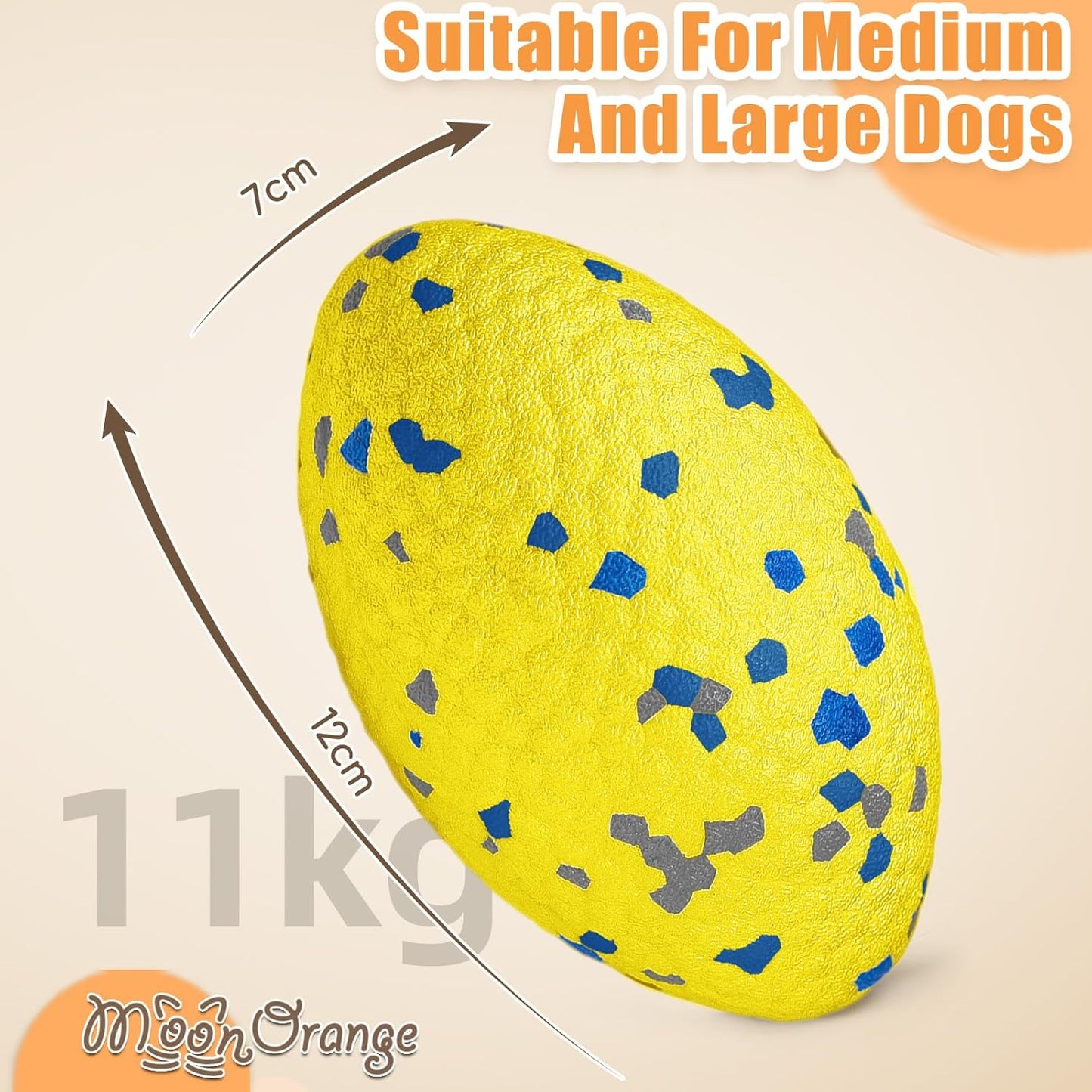 2Pcs Upgrade Bone Dog Balls+Rugby Dogs Toys for Aggressive Chewers, Indestructible Tennis Balls for Dogs (Yellow)