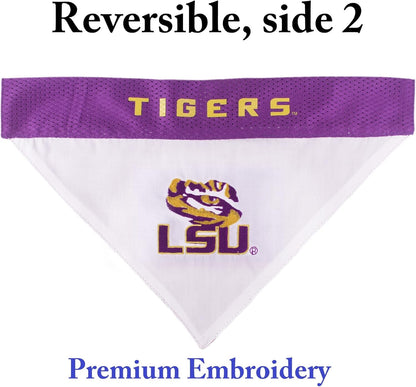 Pets First Collegiate Pet Accessories, Reversible Bandana, LSU Tigers, Large/X-Large