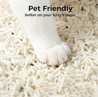 Mixed Tofu & Cassava Cat Litter, Plant-Based Unscented, Fast-Clumping, Dust-Free, Powerful Odor Control with Coconut Carbon, Lightweight, Low Tracking for Cat Owners