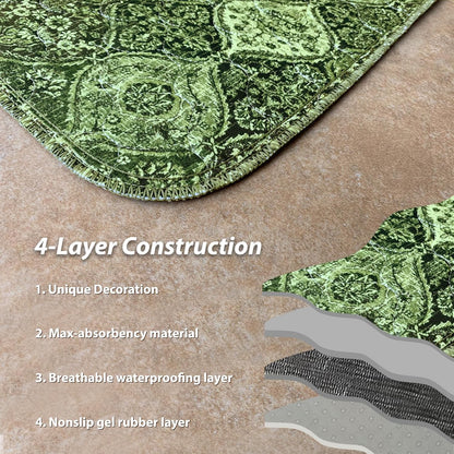 nunubaby Washable Pee Pads for Dogs, Stylish, Non-Slip and Leak-Proof Pee Pads. Reusable Potty Pads for Dogs for Crates and Floors.(Green/Multi, 18" x24")