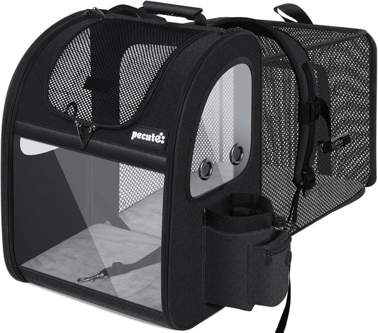 Pecute Pet Carrier Backpack, Dog Carrier Backpack, Expandable with Breathable Mesh for Small Dogs Cats Puppies, Pet Backpack Bag for Hiking Travel Camping Outdoor Hold Pets Up to 18 Lbs - Pawvie