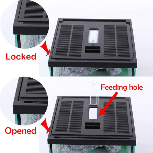 crapelles Glass Lizard Tank, Spider Box Kit, 7.8x7.8x5.9'' Tarantula Feeder Insects Beetle Habitat, Amphibians Terrarium for Small Pet, with Washable Mat, Resin Rock Shape Hideout, Artificial Flower