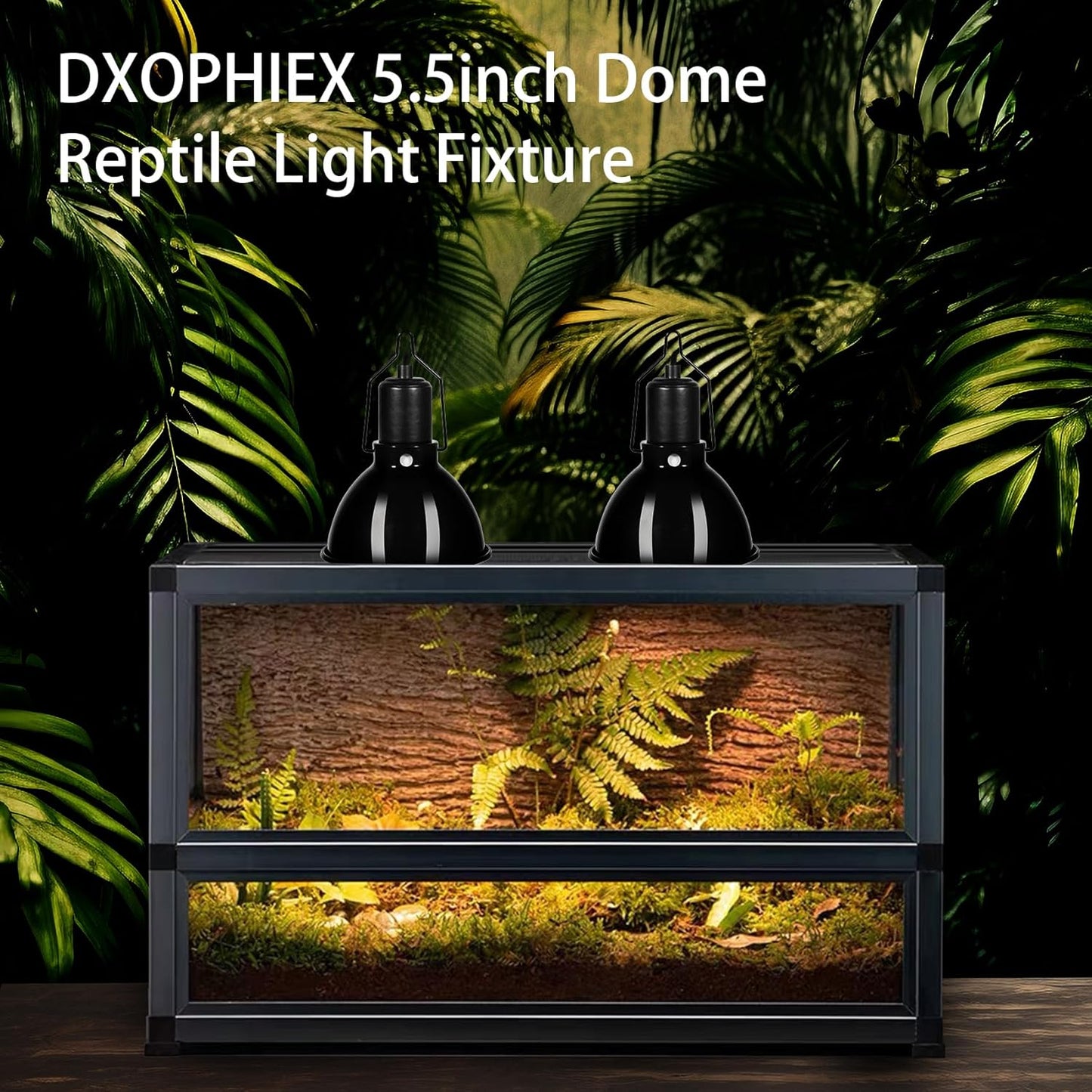 DXOPHIEX 5.5 inch Dome Reptile Light Fixture Reptile Heat Lamp UVB Light Fixture for Bearded Dragon, Lizard, Hermit Crab, Turtle Tank and Terrarium（Max 100W）