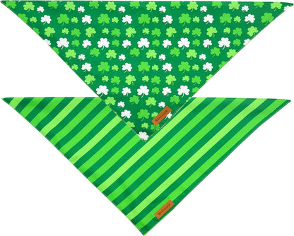 Realeaf St. Patrick's Day Dog Bandanas 2 Pack, Triangle Reversible Pet Scarf for Boys and Girls, Premium Durable Fabric, Holiday Bandana for Small and Medium Dogs (Small)