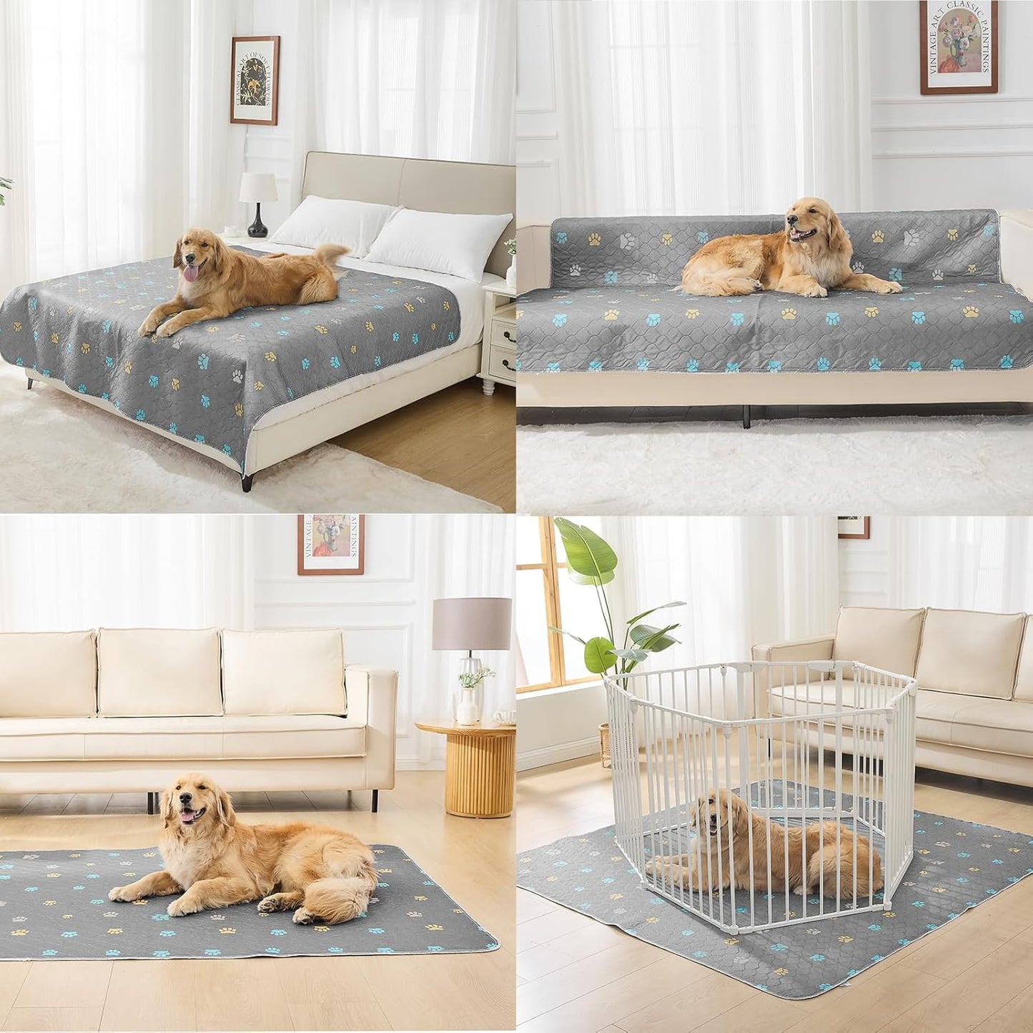 Aitmexcn Washable Puppy Dog Pee Pad, 2PCS 100% Waterproof Whelping Training Mat for Puppy/Senior Dog, Fast Drying Reusable Puppy Pads for Indoor, Outdoor and Car Travel- 48'' x 48'' - Llight Gray