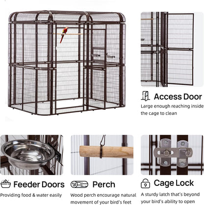 wonline Parrot Cages for Large Birds Outdoor Extra Large Bird Cage with Bird Cage and Perch, Suitable for Macaws Canaries Parrots Budgie Lovebirds
