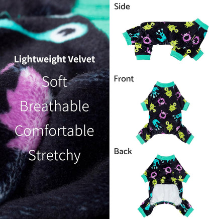 Fitwarm Cute Monster Halloween Dog Pajamas, Funny Costumes for Small Dogs Boy Girl, Festive Pet Clothes, Green, Purple, Black, XXL