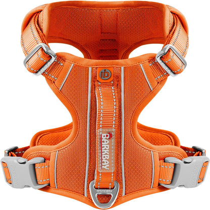 BARKBAY Dog Harness No Pull with ID Tag Pocket - Heavy Duty, Reflective, Easy Control for Large Dogs(Orange,M)