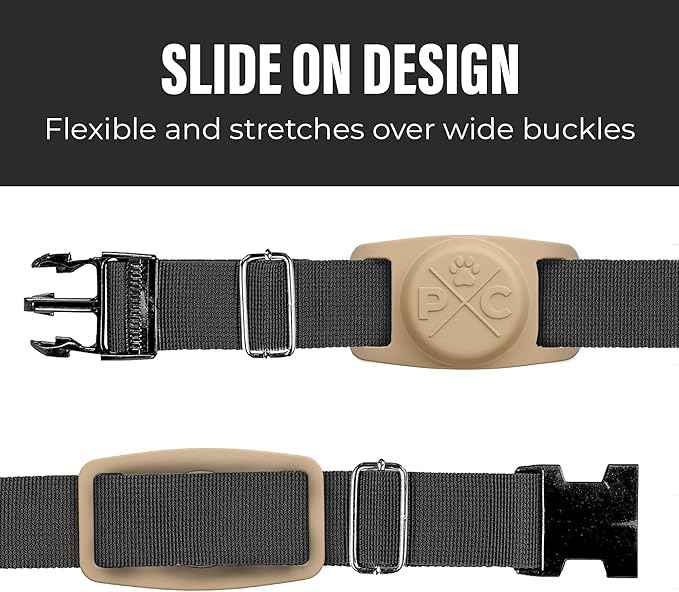 Pup Culture AirTag Dog Collar Holder - Extra-Durable, Lightweight, Protective Case for Dog Collar - Track Your Pet Using an Apple AirTag - Tan 1.5 Inch Collar