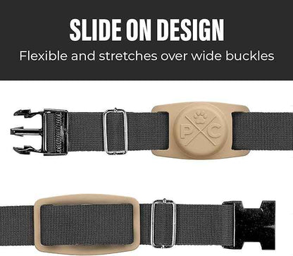 Pup Culture AirTag Dog Collar Holder - Extra-Durable, Lightweight, Protective Case for Dog Collar - Track Your Pet Using an Apple AirTag - Tan 1.5 Inch Collar