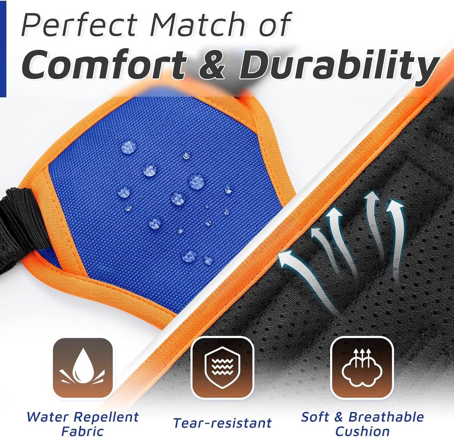 Eagloo Dog Harness for Large Dogs, No Pull Service Vest with Reflective Strips and Control Handle, Adjustable and Comfortable for Walking, No Choke Pet Harness with 2 Metal Rings, Blue & Orange, L