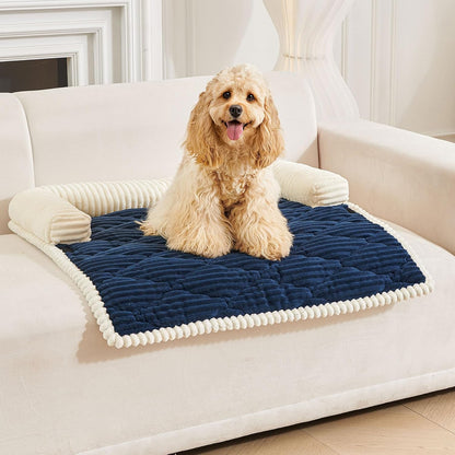 HAOMAIJIA Dog Couch Bed for Small Dogs, Non Slip Pet Couch Covers for Sofa Thick Soft Washable Dog Couch Cover Protector All Seasons Universal Dogs and Cats Bed Mat (Navy Blue, Small)