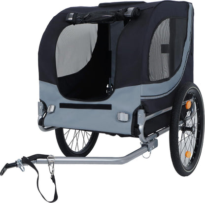 Blue-Grey Large Folding Bike Trailer for Dogs – Heavy-Duty Steel Frame, 66LB Capacity Pet Carrier for All-Terrain Cycling, Jogging & Camping Adventures! - Pawvie