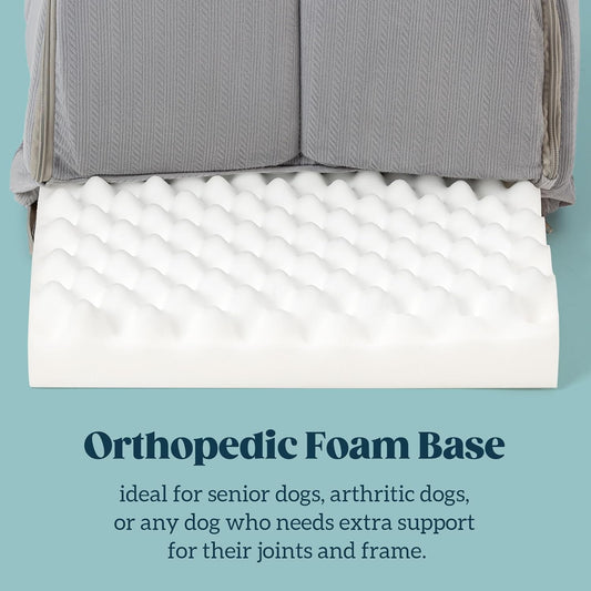 Orthopedic Dog Bed House - Dog House Indoor with Egg-Crate Foam - Tent Bed with Waterproof Lining & Nonskid Bottom, Ideal for Large Breeds & Fits 36-Inch Crate - 35"x22", Charcoal