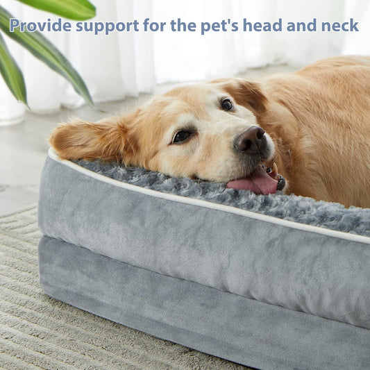 BFPETHOME Orthopedic Dog Beds for Extra Large Dogs, Waterproof Sofa XXL Pet Bed with Sides, Non-Slip Bottom and Egg-Crate Foam Big Dog Couch Bed with Washable Removable Cover,Pet Bed for Large Dogs
