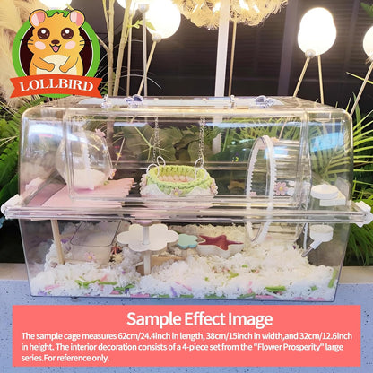 4-Pack Wooden Rat Cage Accessories - Platforms, Ladders & Hammocks Set for Chinchillas, Hamsters, Gerbils (for Iron/Wooden, Acrylic Hamster Cages + Customizable Layout) (11x6.7x5.5)