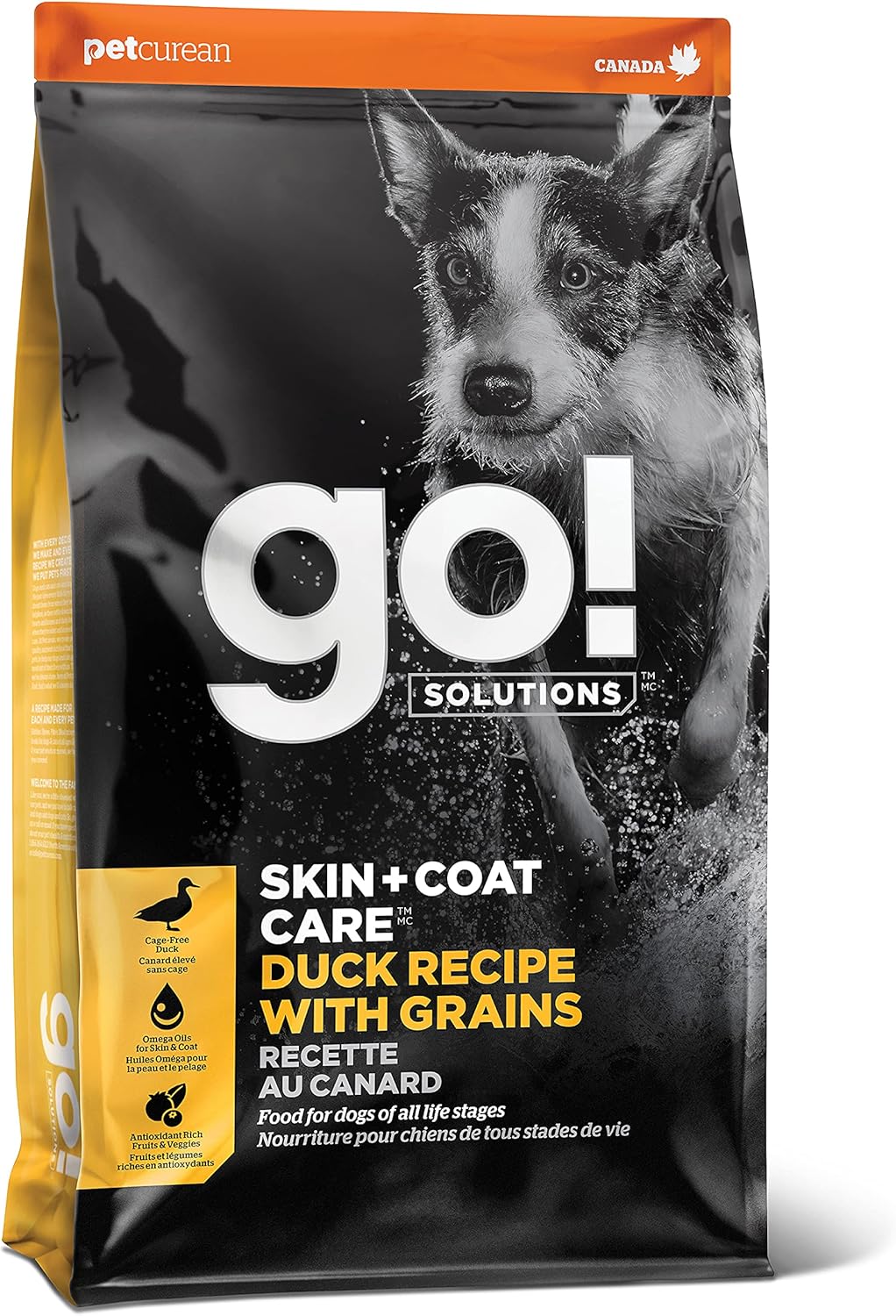 Go! Solutions Skin + Coat Care, Dry Dog Food, Duck Recipe with Grains, 3.5 lb Bag