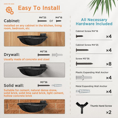 Cat Hammock Wall Mounted, Foldable & Stable Cat Beds- Breathable Cat Wall Shelves for Sleeping, Playing, Climbing, and Lounging - Maximum Hold Up to 30lb (Black)