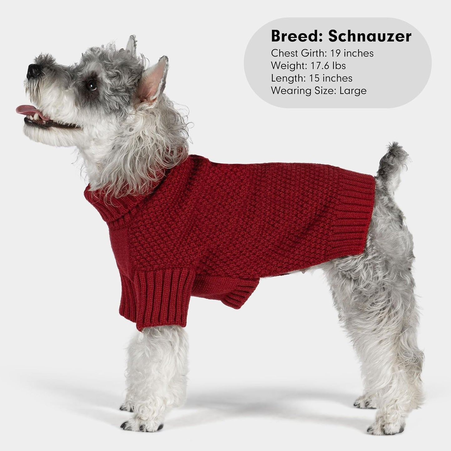 cyeollo Dog Sweater Knitwear with Leash Hole Turtleneck Pullover Sweaters Fall Winter Dog Clothes Sweaters for Large Dogs, Burgundy XXXL