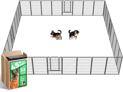 FXW Rollick Unleashed Dog Playpen for Indoor, Yard, RV Camping, 45 inch 32 Panels for Large Dogs, Black│Patented