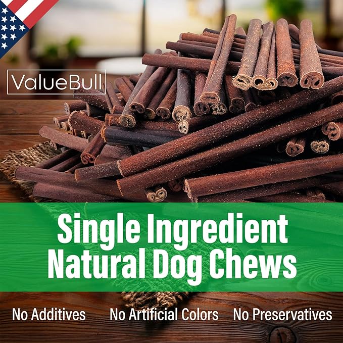 ValueBull USA Collagen Sticks for Dogs, 12 Inch Thick Chews, Natural Long-Lasting Dog Treats, 50 Count Bulk Pack - Promotes Joint, Skin & Coat Health with Glucosamine and Chondroitin