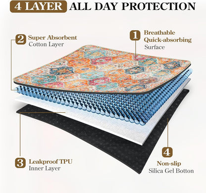 HAOCOO Washable and Reusable Pee Pads for Dogs,(1 Pack) 6Ft x 6Ft Super Absorbent Puppy Training Pads, Orange Waterproof Leak-Proof Whelping Pads Non-Slip Potty Pads for Pet Housebreaking