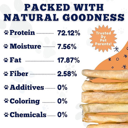 Amazing Dog Treats - Large Collagen Stick - (12 Inch - 4 Count) - Beef Cheek Rolls for Dogs - 100% Pure Collagen Sticks - No Hide Bones