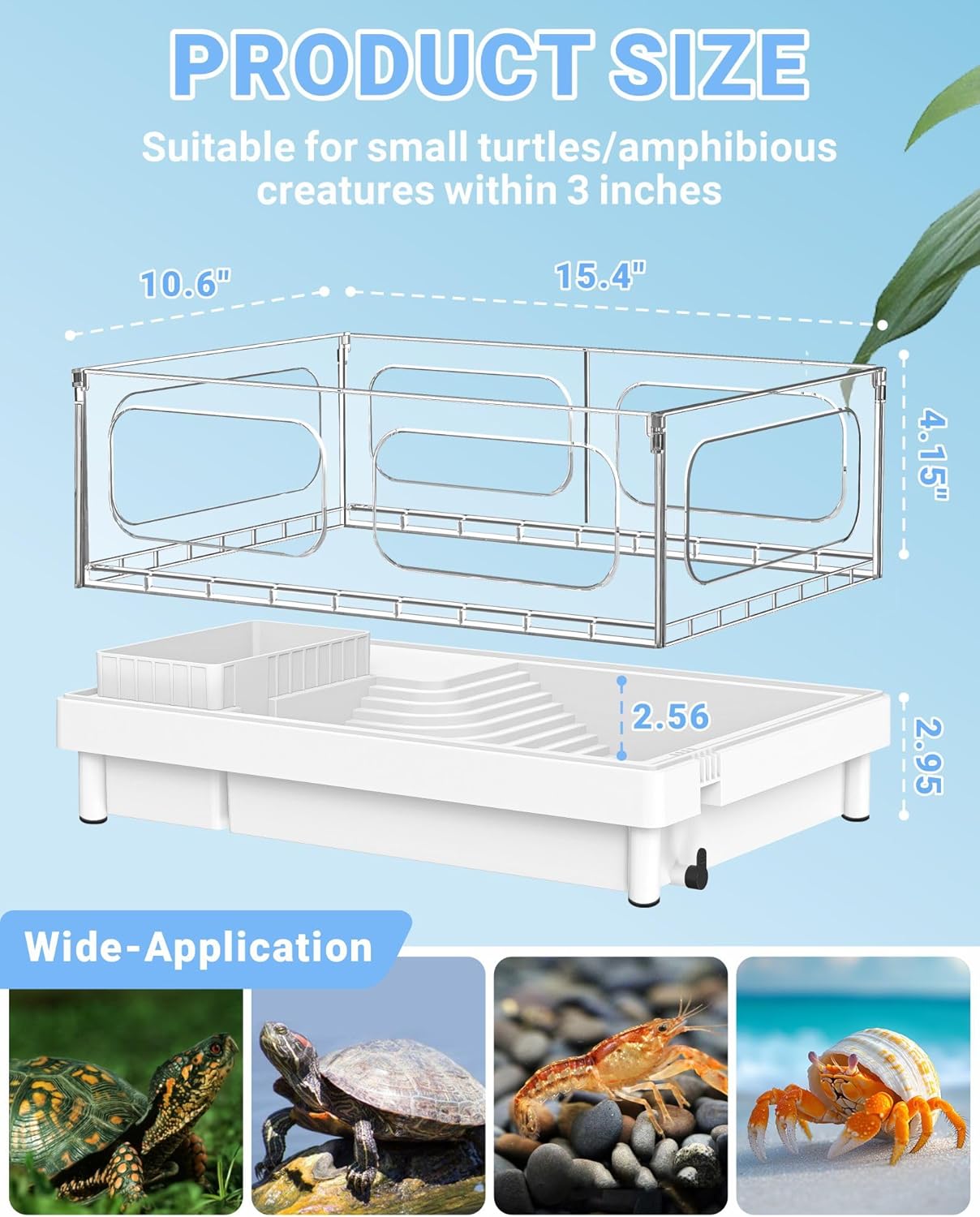 Small Turtle Tank with Filter, Acrylic Turtle Tank Starter Kit, Reptile Habitat and Terrarium with Multi-Functional Areas for Tortoise,Crab,Crayfish,Small Reptile. (Tank+Filter) - Pawvie