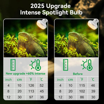 LUCKY HERP Intense Heat Lamp Bulbs for Reptiles 100W 2 Pack, UVA Daylight Reptile Heat Lamp, Reptile Basking Heat Light Bulb for Amphibian, Tortoise, Bearded Dragon, Lizard, Turtle, Snake Heating Use