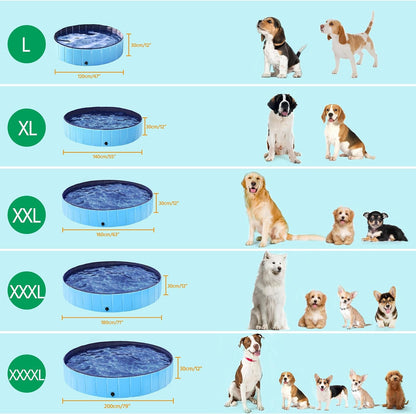 Yaheetech Foldable Dog Pools 63 x 12 Inches Collapsible Hard Plastic Pets Swimming Pool Portable Puppy Bath Tub Cat Shower Pet Wading Pool for Outdoor/Indoor w/Pet Repair Patches, Blue