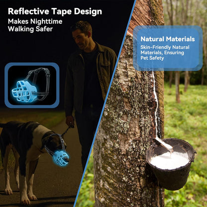 Dog Muzzle for Large Dogs, Breathable Basket Muzzles for Small, Medium and X-Large Aggressive Dog, Allows Panting Drinking, Suitable for Grooming Trimming Training (4, Luminous Blue)