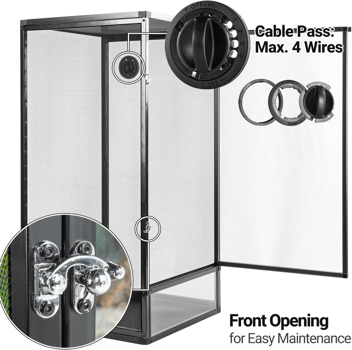REPTI ZOO 18" x 18" x 36" Front Opening Chameleon Cage with 3-Sided Metal Mesh, 50 Gallon Screen Vertical Terrarium with Background Sticker, Tall Enclosure for Chameleon, Tree Frog, Arboreal Reptiles - Pawvie