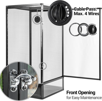 REPTI ZOO 18" x 18" x 36" Front Opening Chameleon Cage with 3-Sided Metal Mesh, 50 Gallon Screen Vertical Terrarium with Background Sticker, Tall Enclosure for Chameleon, Tree Frog, Arboreal Reptiles - Pawvie