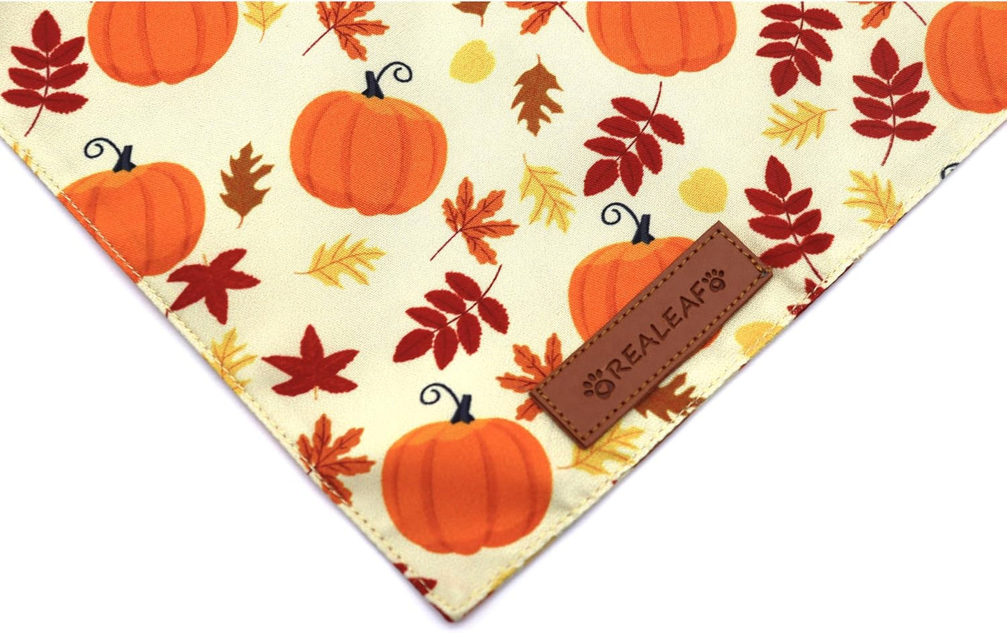 Realeaf Thanksgiving Dog Bandanas 2 Pack, Pumpkins and Happy Thanksgiving Pet Scarf for Boy and Girl, Premium Durable Fabric, Reversible Holiday Bandana for Large and X-Large Dogs Pets (X-Large)