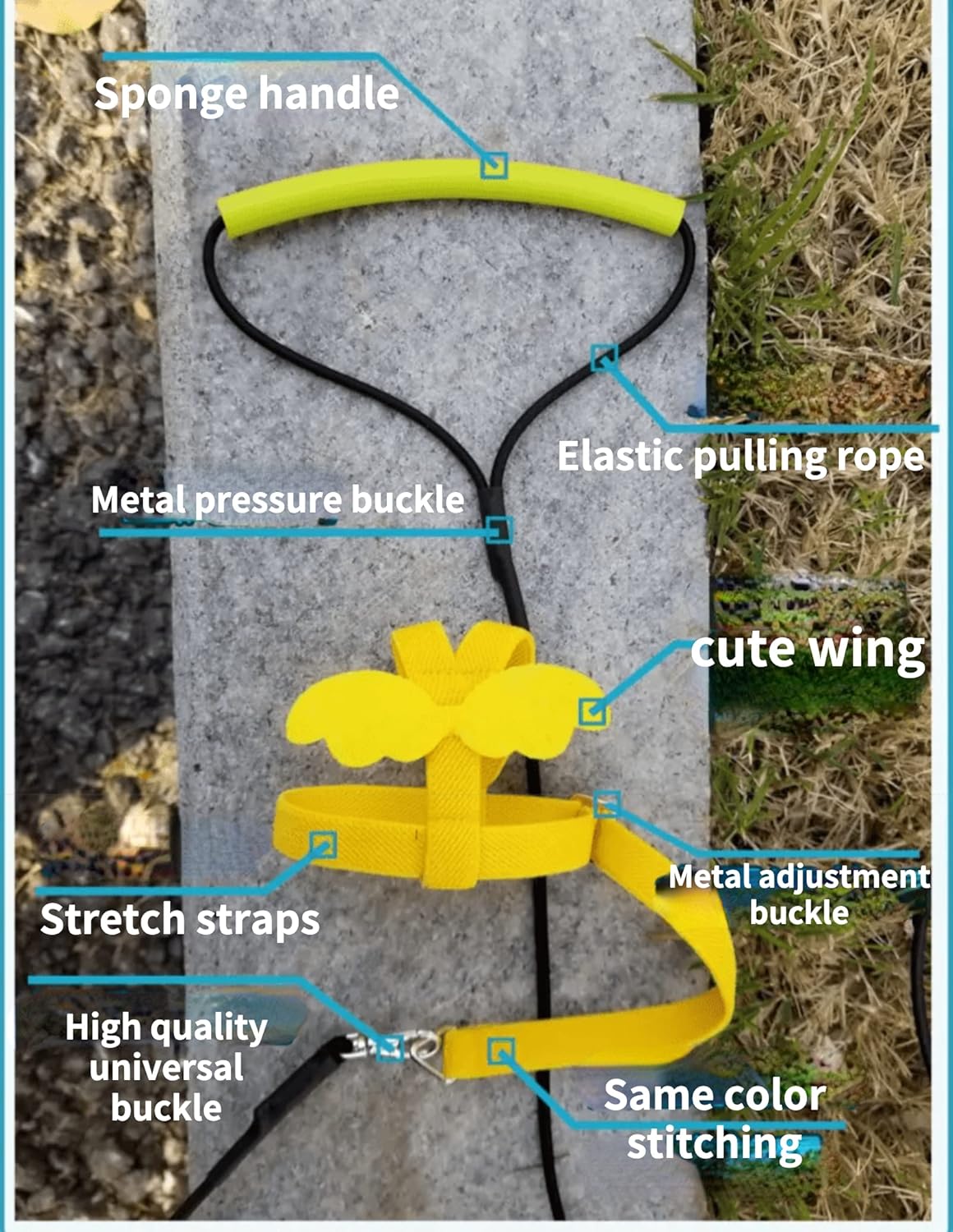 Pet Parrot Bird Harness Leash Adjustable Bird Flying Harness Traction Rope with Cute Wing for Parrots Pigeons Budgerigar Lovebird Cockatiel Mynah Outdoor Training Toy (S, Yellow)