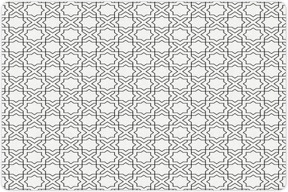 Lunarable Modern Pet Mat for Food and Water, Geometric Oriental Morrocan Design with Star Squares Lines Triangles Art Print, Non-Slip Rubber Mat for Dogs and Cats, 18" X 12", Off White