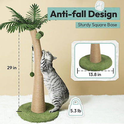Cat Scratching Post 33 Inch with Hanging Balls, Cat Scratcher for Indoor Kittens, Ultra Stable Base, Paw-Friendly Jute Material, S