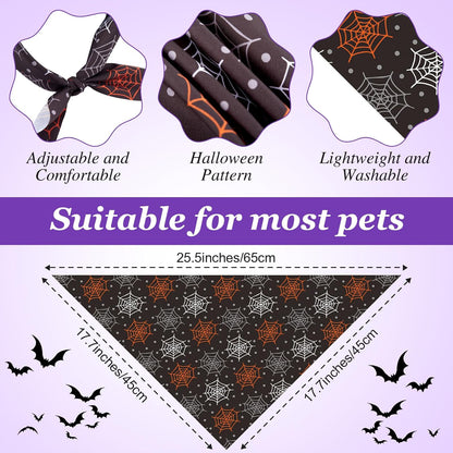 100 Pieces Halloween Dog Bandanas Bulk Pumpkin Ghost Bandanas for Dogs Soft Triangle Bibs Adjustable Triangle for Small Medium Large Pets Halloween Party Costume