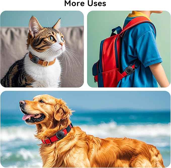 2 Pack for Airtag Dog Collar Holder,IPX8 Waterproof for air Tags-2 Pack,for Apple GPS Tracker Accessories丨Compatible with Apple AirTags丨Fits≤ 1.2" Width Collar for Dog cat Pets（Black+Blue）