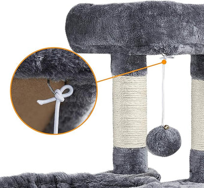 Topeakmart Cat Tree, 42in Multi-Level Cat Furniture with Perch, Scratching Posts, Hammock & Condo, Dark Gray
