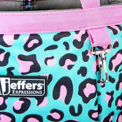 Jeffers Expression Grooming Tote Caddy, Party Cheetah - Durable Ripstop Organizer with Pockets for Horse Grooming Tools - Easy Carry Nylon Straps, Compact Storage for Stable, Travel & Equine Supplies