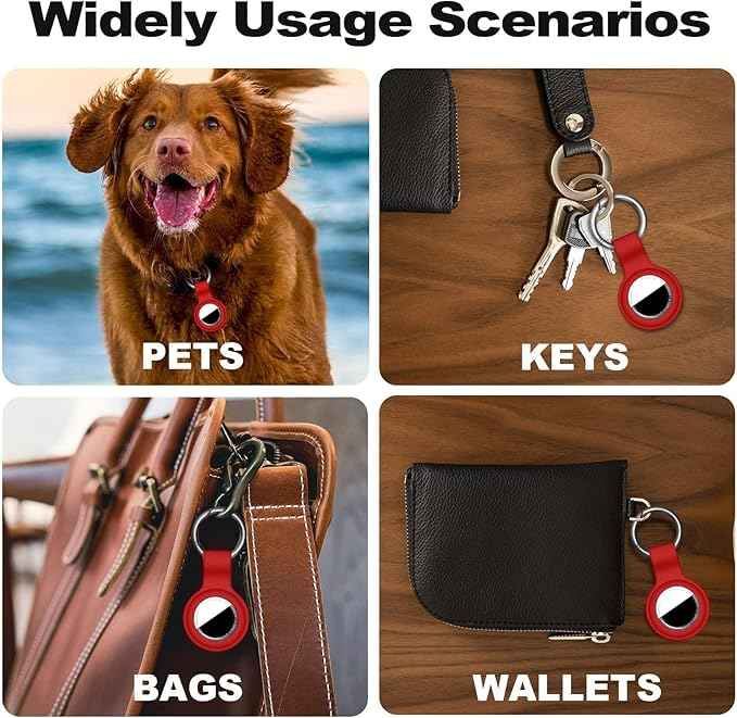 Compatible with AirTag Case Keychain for Air Tag Holder Silicone for AirTags Key Ring Cases Tags Chain for Apple for AirTag GPS Item Finders Accessories，Red