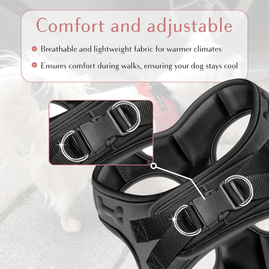 Comfort fit Step-in Dog & Puppy Harness - Comfortable All Weather Dog Vest Harness: Adjustable, Soft Padded, Easy to Put-on for Small, Medium-Sized Dogs.